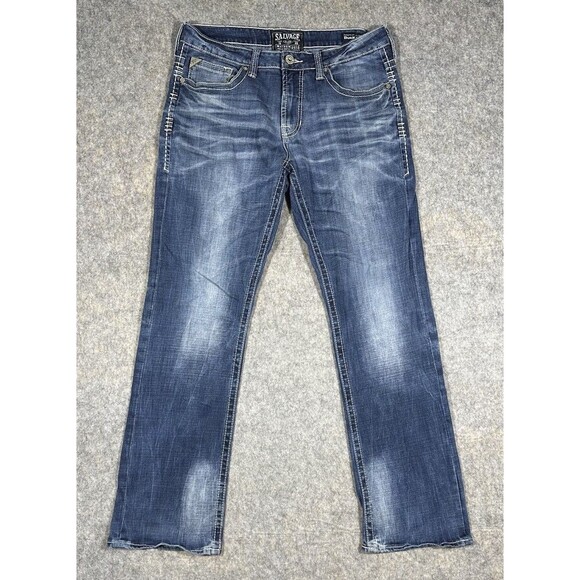 Buckle Salvage Mayhem Regular Bootcut Jeans Men’s 33L (35x33) Blue Denim READ - Picture 1 of 10